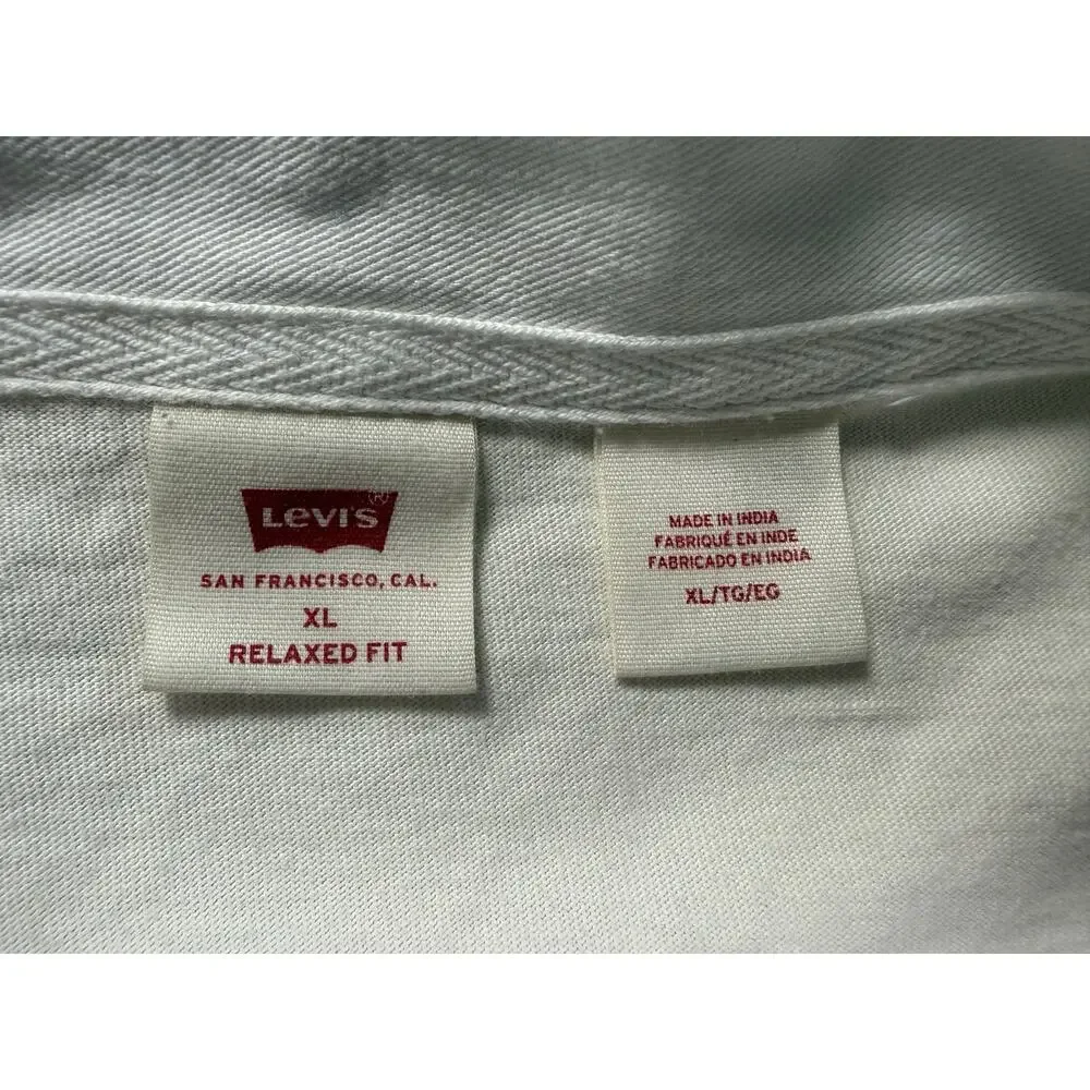 Levi’s Rugby Shirt Men’s XL Green White Stripe Relaxed Fit Long Sleeve Polo